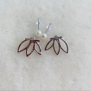 | 4 pair Silver Lotus Flower Ear Jacket Earrings |